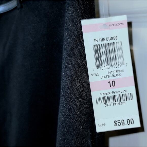 VTG Charter Club Pencil Skirt Sz 10 Skinny Belt Black Zip Slit Career Retro NEW - Picture 8 of 13